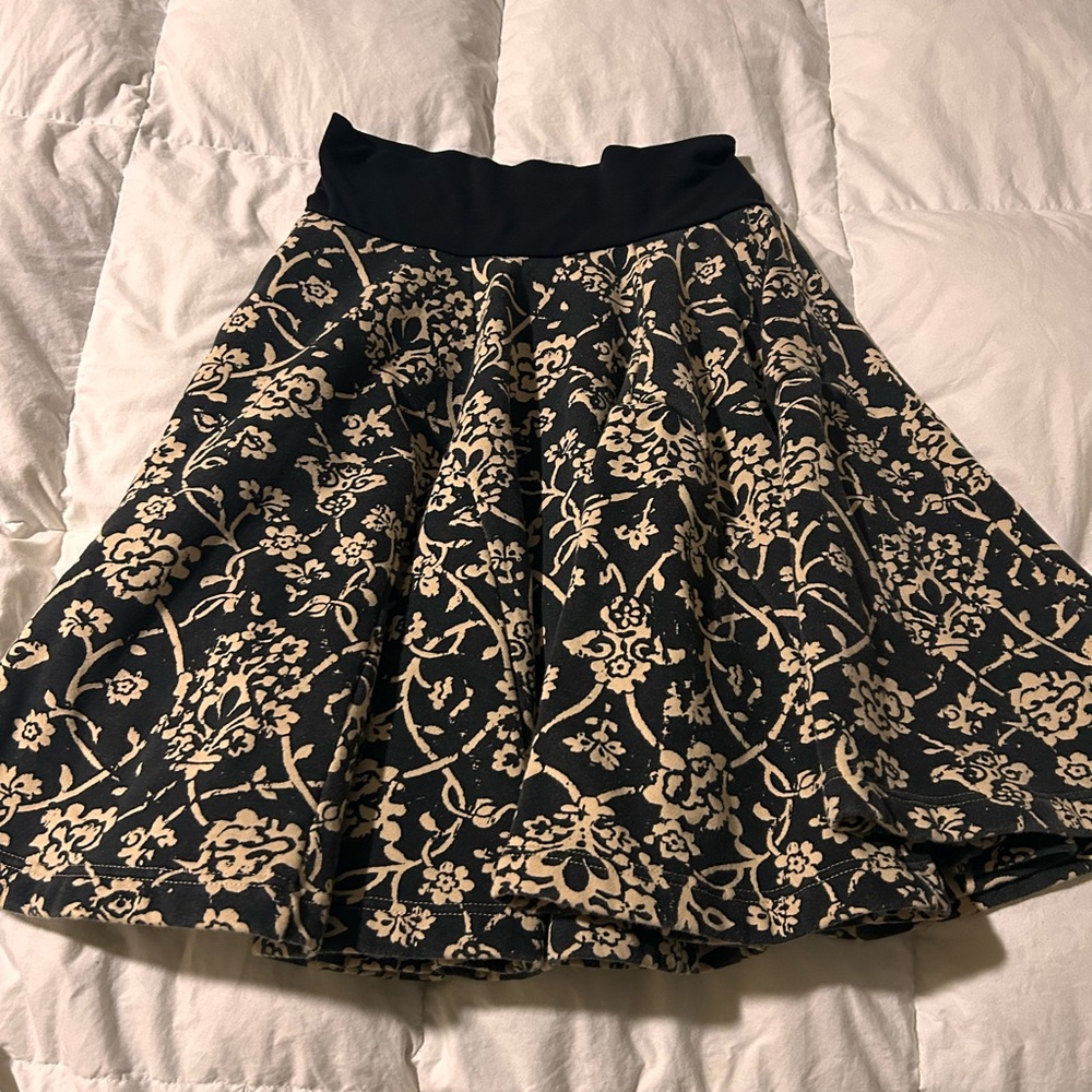 Effie's Heart Black and Cream Floral Skater Skirt